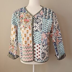 Patchwork Floral Quilted Jacket - Multicolor
